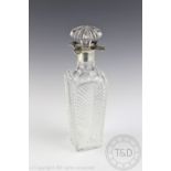 An Edwardian cut glass silver mounted decanter and stopper, Thomas Latham & Ernest Morton,