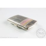 A German silver and enamel cigarette case, stamped 'BC' '935',