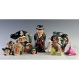 A selection of collectable ceramics to include eight large and small Royal Doulton character jugs