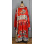 A Chinese red silk opera robe, circa 1920,