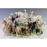 A selection of twelve Staffordshire flat back figures to include 'Sir Campbell' 12.