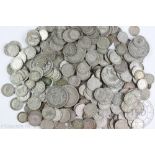 A collection of pre 1947 silver half crowns, sixpences and threepences,