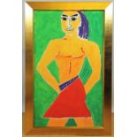 Sheila Benson (Modern British, Shropshire), Oil on canvas, 'Him', Signed 'SMB', 100cm x 60cm,