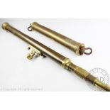 A brass tripod telescope, unmarked 111cm,