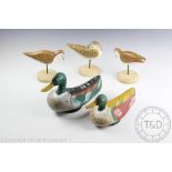 Two painted wooden decoy ducks,