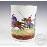 An 1812 Russian Campaign English porcelain cylindrical mug,