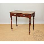 A Victorian mahogany two drawer side table, on turned legs, 78cm H x 89cm W x 49cm D,