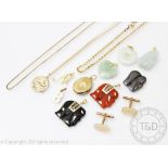 A selection of assorted jewellery, to include; a pair of 9ct gold cufflinks,