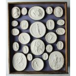 A collection of ninety two plaster cameos / plaster gems,