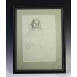 Peter Kuhfeld (b1952), Pencil sketch, Portrait of Anne, Signed, 28cm x 20cm, Framed and Glazed.