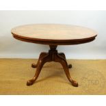 A walnut and burr walnut centre table / library table, late 20th century,