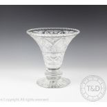 A Webb Corbett flared vase, with hobnail and star cut detailing, compressed stepped stem,