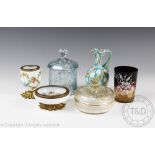 A collection of Continental and English glassware to include a French opalescent gilt metal mounted