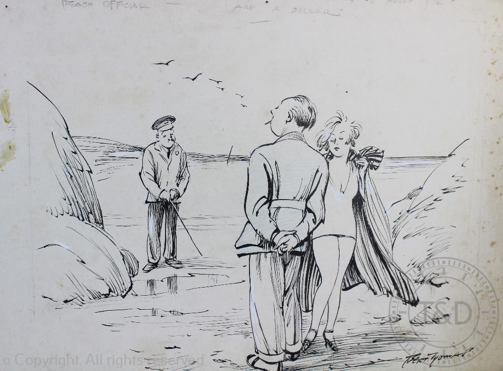 Herbert Samuel "Bert" Thomas (1883-1966), Two pen and ink cartoons on card, - Image 2 of 3