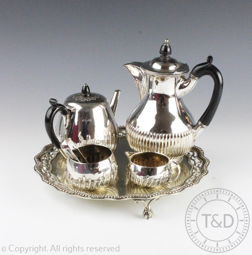 An assembled silver and silver plate tea service,