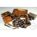 A collection of 19th century and later boxes and assorted treen,