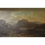 Victor Rolyat - 19th century, Oil on canvas, Highland landscape with lake, Signed, 49.5cm x 74.