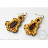 A pair of garnet set earrings, 19th century,