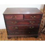 A George III mahogany chest of two short and three long graduated drawers on bracket ogee feet,