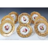 Eight 19th century English porcelain cabinet plates,