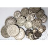 A collection of assorted British coinage, George V and later, to include; florins, shillings,