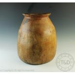 A 19th century sycamore vessel, of tapered cylindrical form with flat rim,