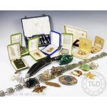 A quantity or assorted costume jewellery, watches and coins,