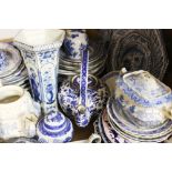A assorted collection of 19th century and later blue and white transfer printed china to include a