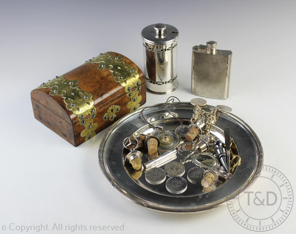 A selection of silver and silver plated items to include a imported silver cylindrical case and - Image 2 of 2