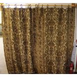A pair of 19th century curtains with embroidered detail, drop 315cm,