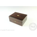 An early 19th century rosewood work box originally belonging to Miss Sarah Urmston of Neston