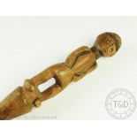 An African tribal art Chokwe Angola carved staff stick,