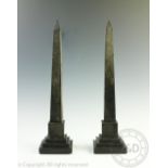 A pair of late 19th / early 20th century Derbyshire style slate models of Cleopatras Needle at