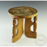 An East African Kamba Colonial era carved wooden stool,