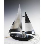 An Art Deco style lamp modelled as a sailing boat,