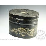 A 19th century tole ware hat box,