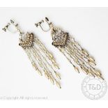 A pair of simulated pearl drop earrings,