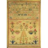 A Victorian needlework sampler by Helen Smith, aged 14 and dated 1858,