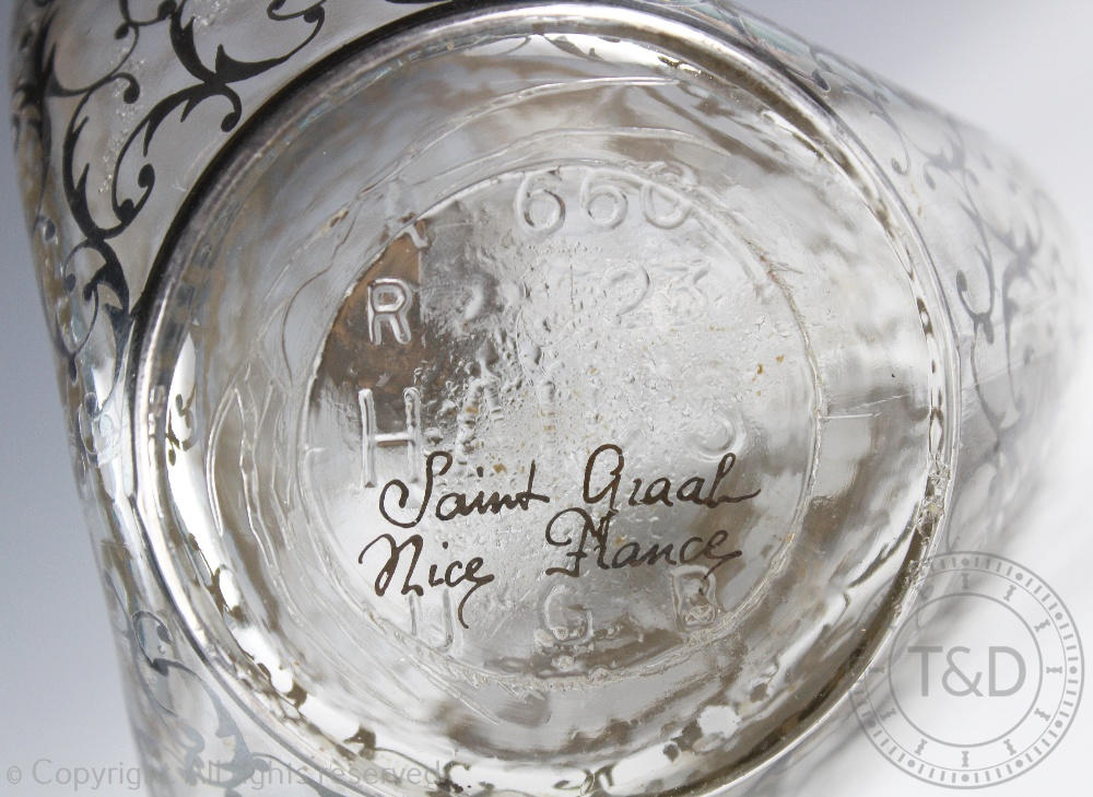 A Haig's Whisky white metal overlay dimple decanter, signed 'Nice, France' to underside, - Image 2 of 2