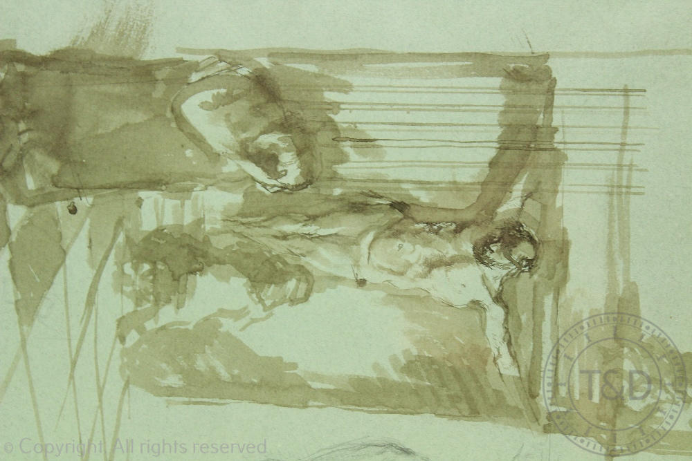 Peter Kuhfeld (b1952), Pencil sketch, Woman praying at a crucifix, Signed and dated 1982, - Image 3 of 3