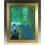 Sheila Benson (Modern British, Shropshire), Three oils on canvas, Titled 'First night',