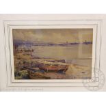 Charles William Adderton (1866-1944), Watercolour, Boats at low tide, Signed lower right,