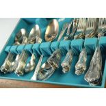 A silver plated Kings pattern canteen of cutlery, Slack and Barlow, Sheffield, six place settings,