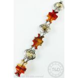 A Victorian agate and citrine set bracelet,