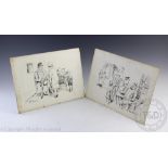 Herbert Samuel "Bert" Thomas (1883-1966), Two pen and ink cartoons on card,