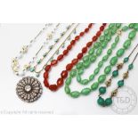 A collection of jewellery to include; a turquoise coloured stone fringe necklace,