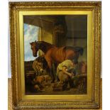 After Sir Edwin Landseer, Oil on canvas, Shoeing the Bay Mare,