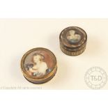 Two early 19th century French circular boxes, the larger tortoiseshell with gilt metal mounts,