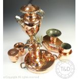 A collection of 19th century and later copper wares,
