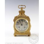 A 19th century French ormolu mantel or desk eight day clock,
